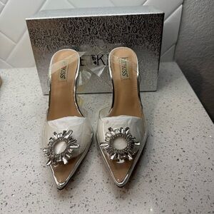 Wet Kiss Clear Women's Heels with Crystal Embellishments Wedding